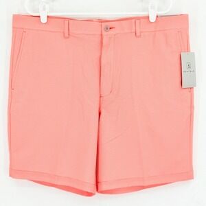 PGA Tour Men's Active Gripper Waistband UPF 50 Stretch Coral Shorts Size 34 NWT
